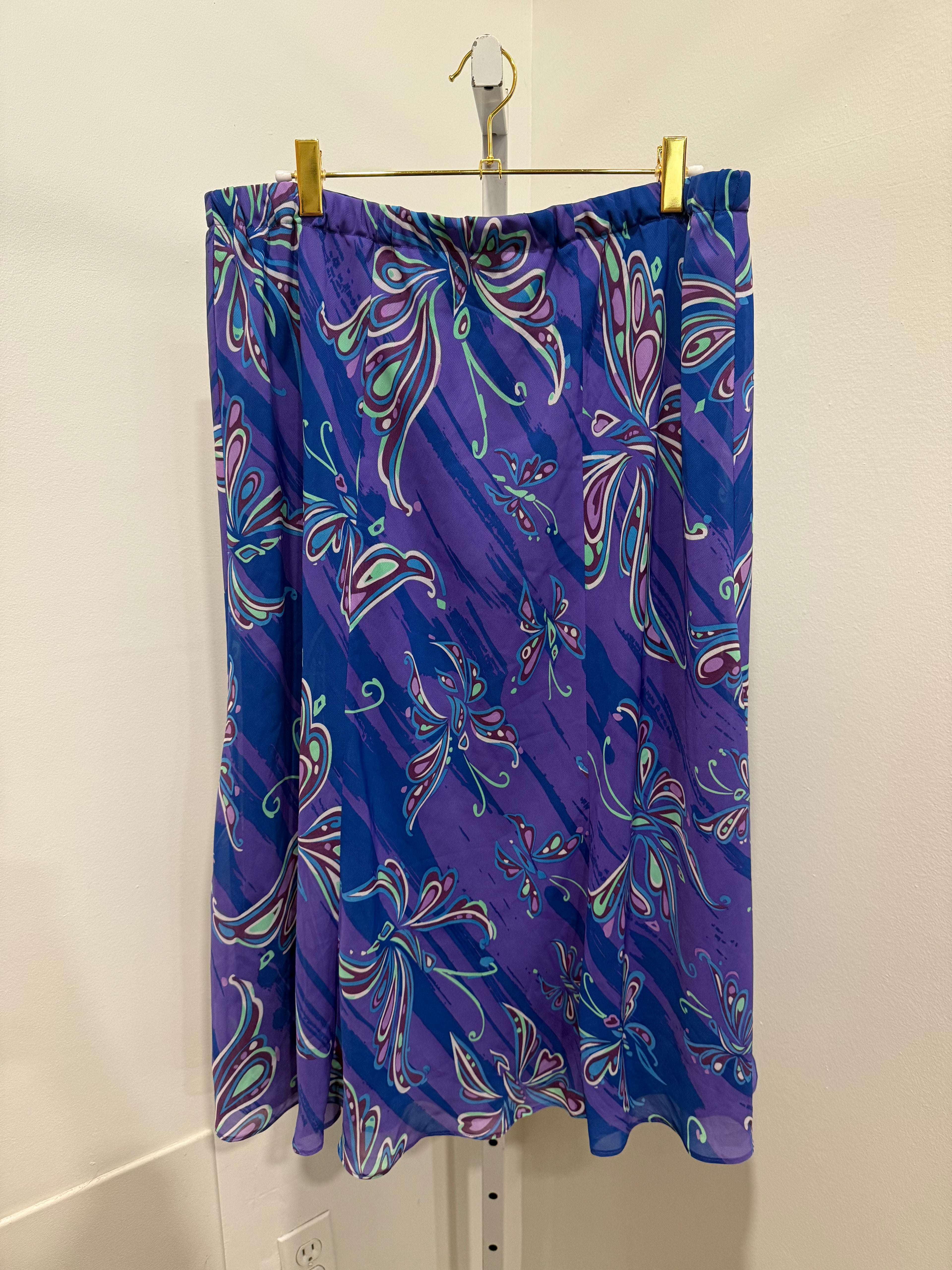 Butterfly pattern midi skirt