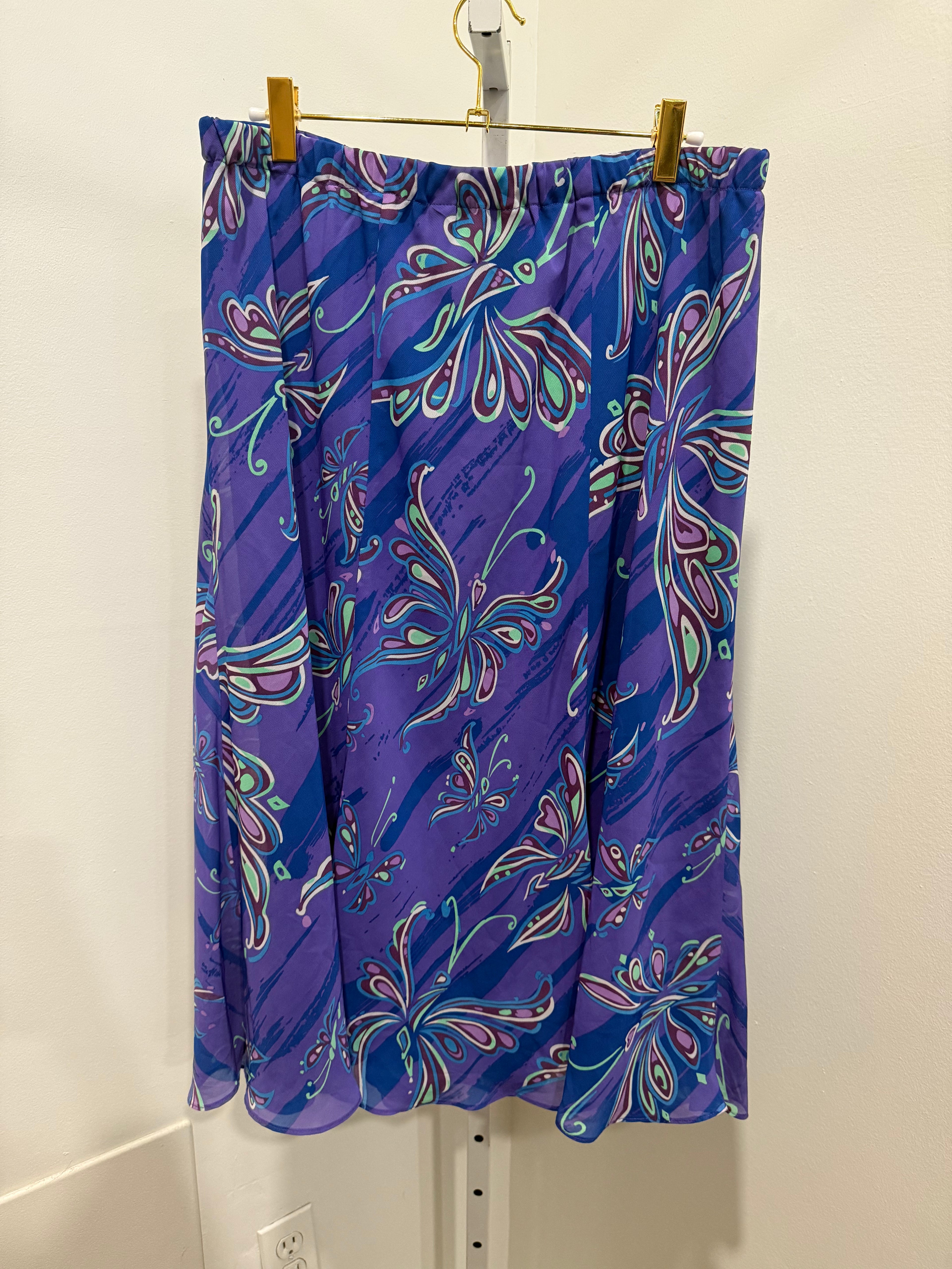 Butterfly pattern midi skirt