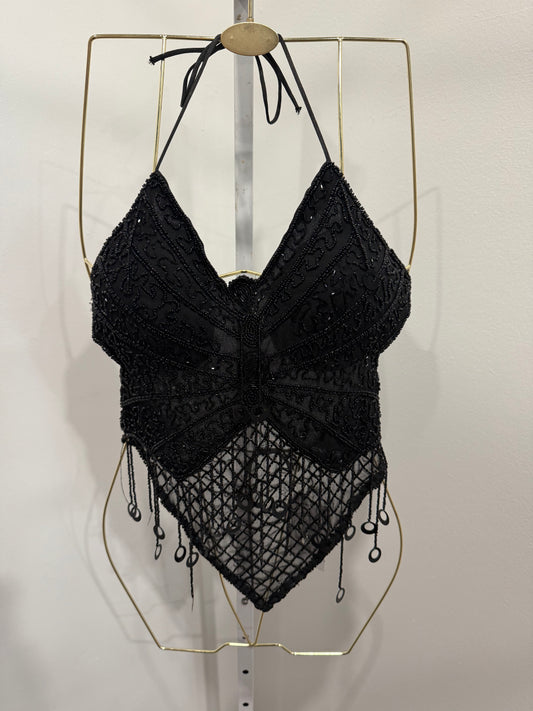 Black beaded butterfly corset