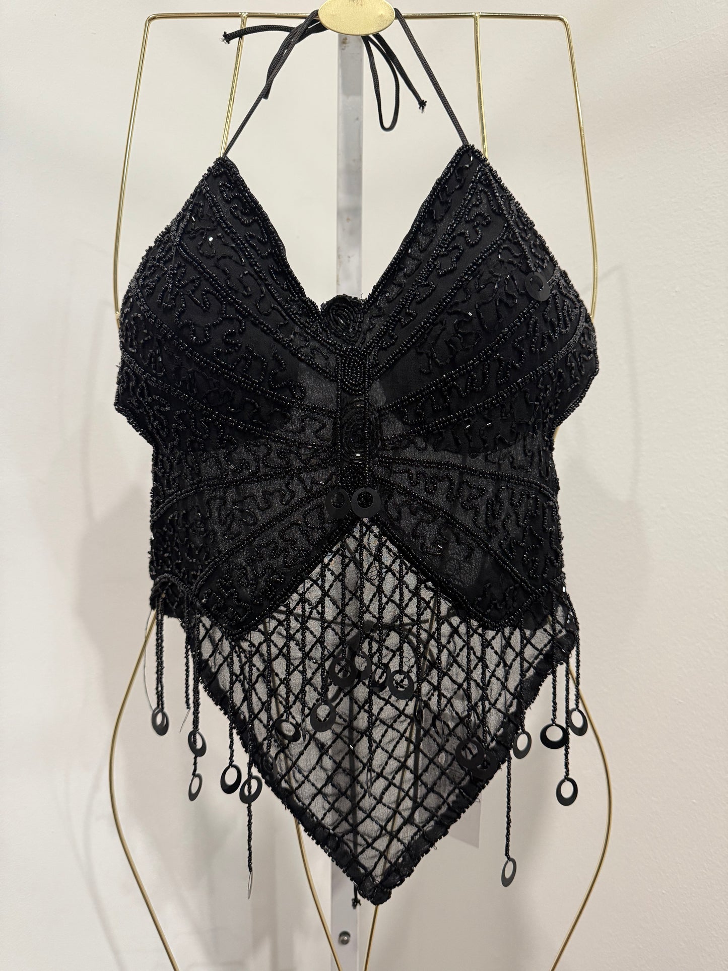 Black beaded butterfly corset