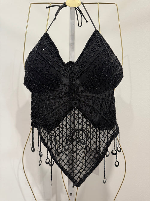 Black beaded butterfly corset