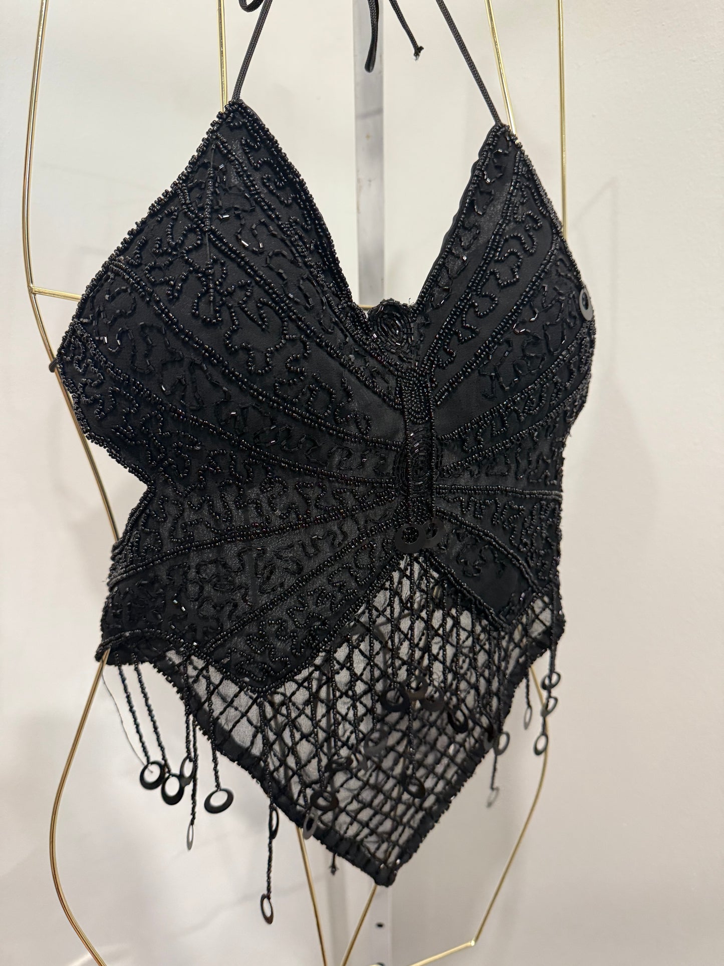 Black beaded butterfly corset