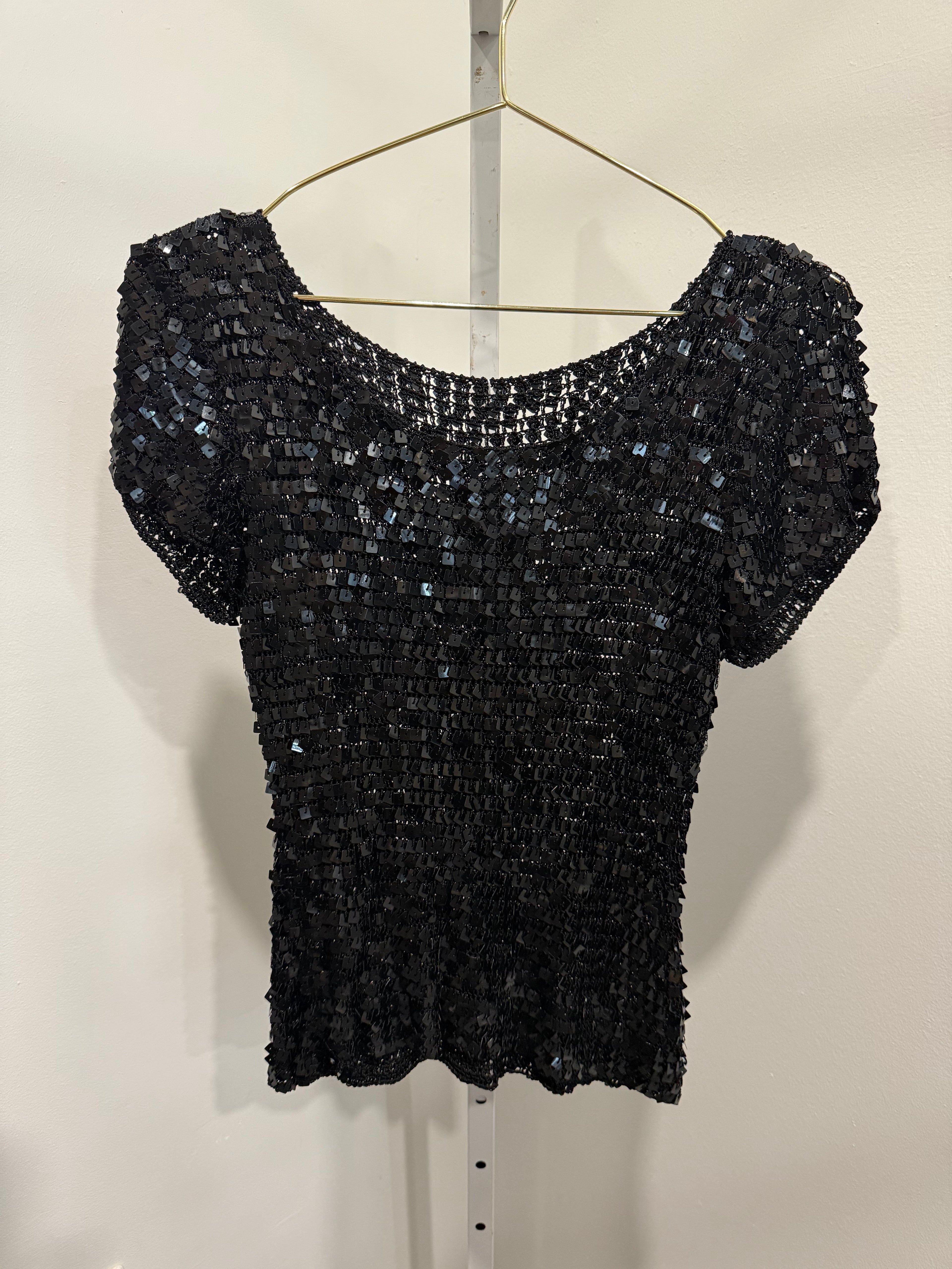 Black sequin short sleeve