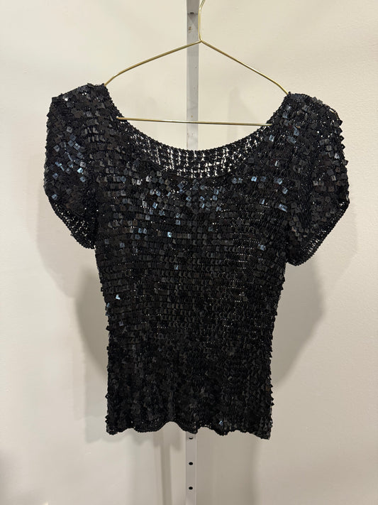 Black sequin short sleeve
