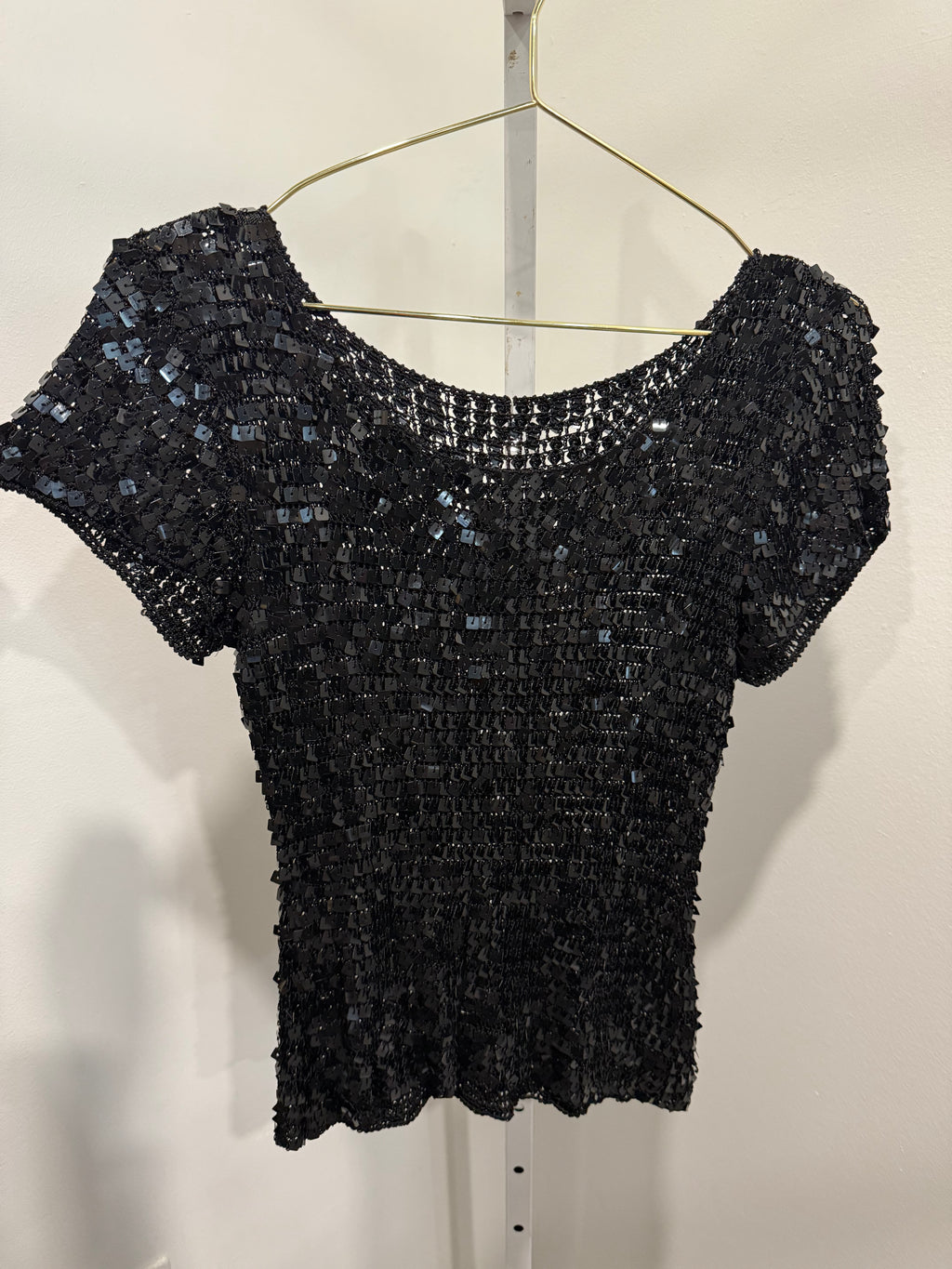 Black sequin short sleeve