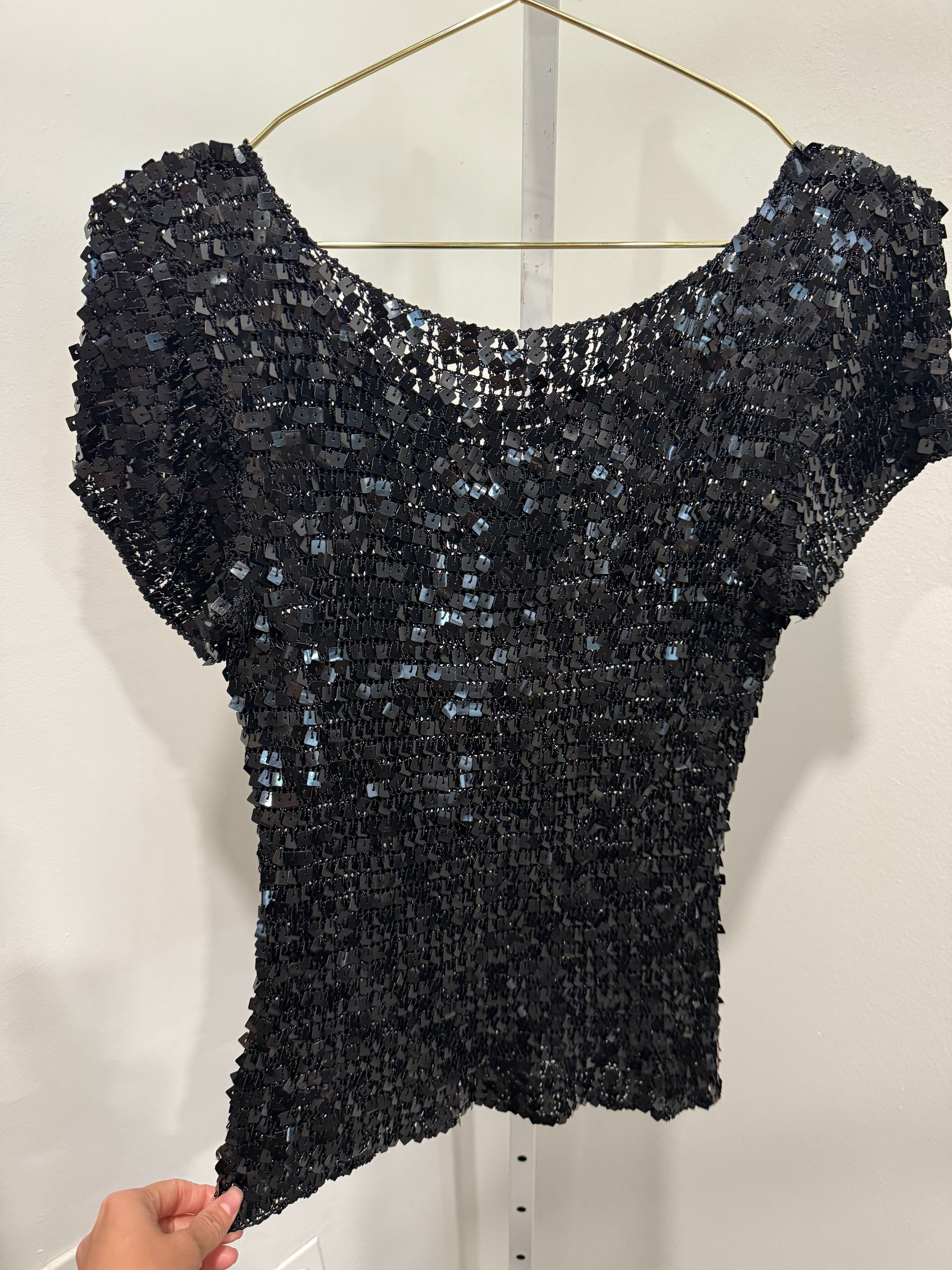 Black sequin short sleeve