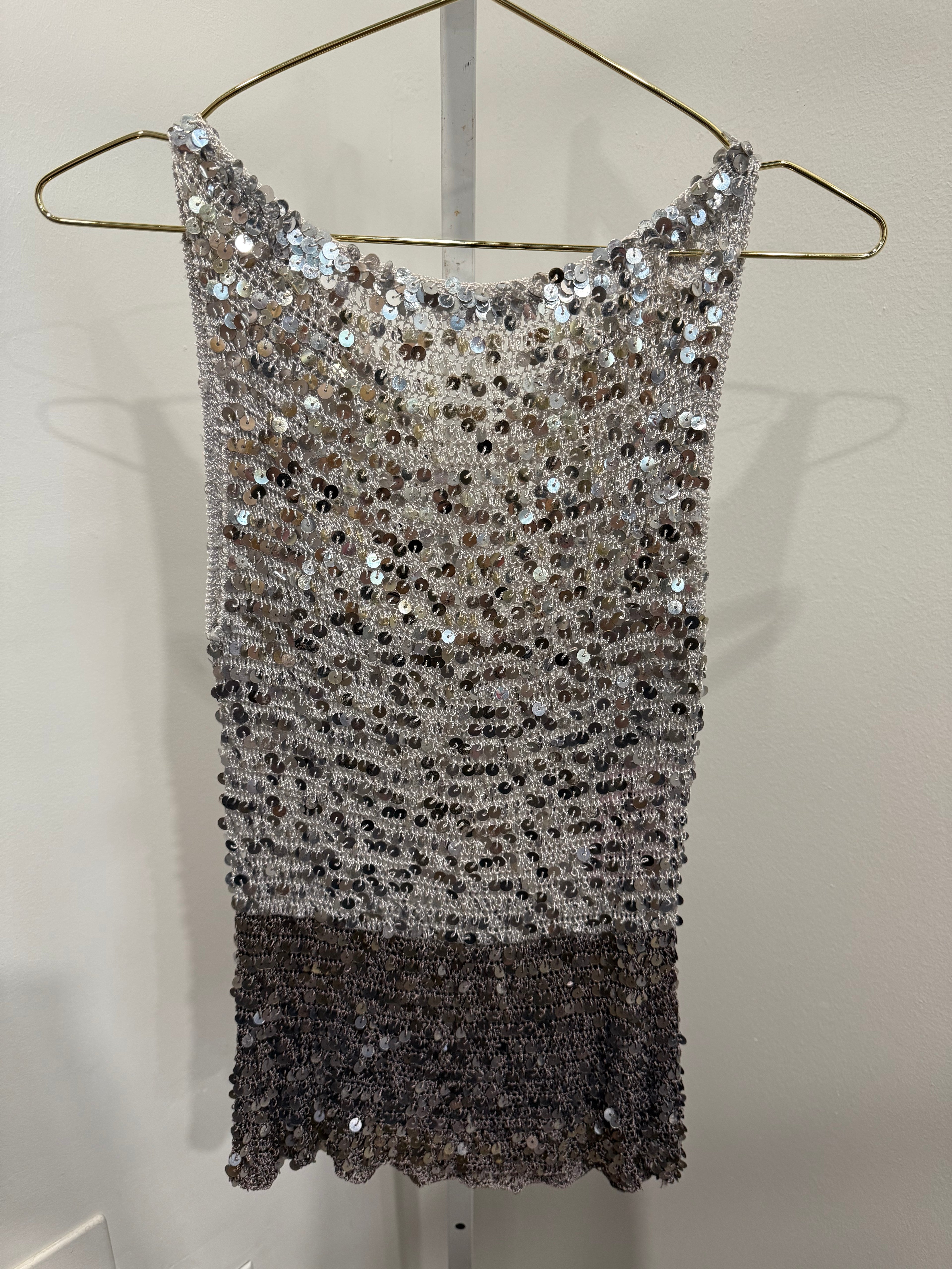 Tricolor silver sequin top