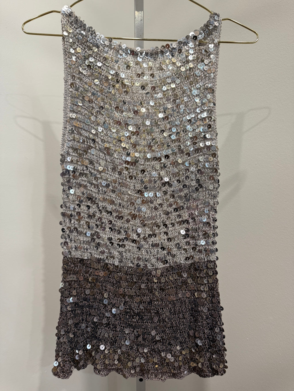 Tricolor silver sequin top