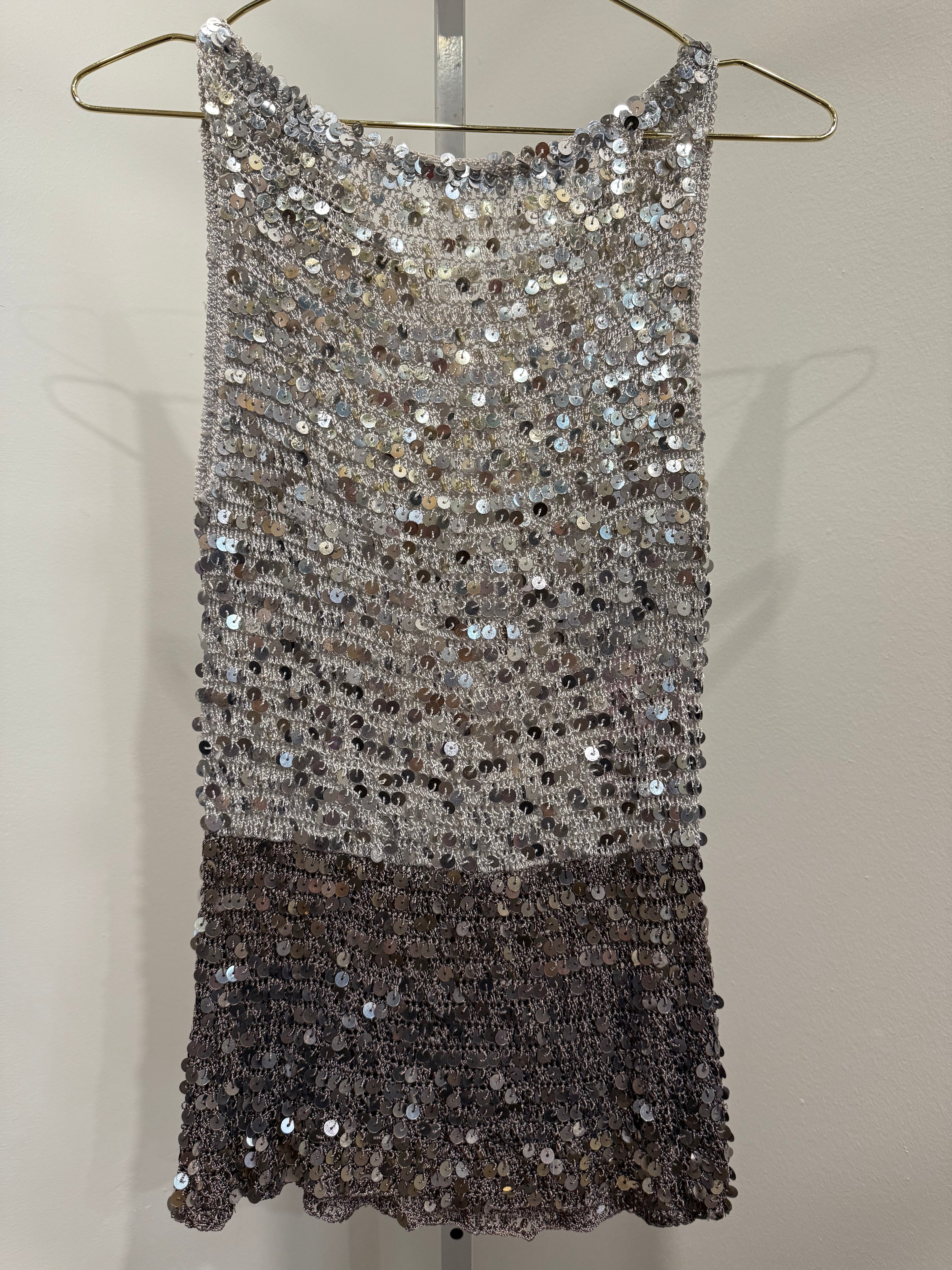 Tricolor silver sequin top