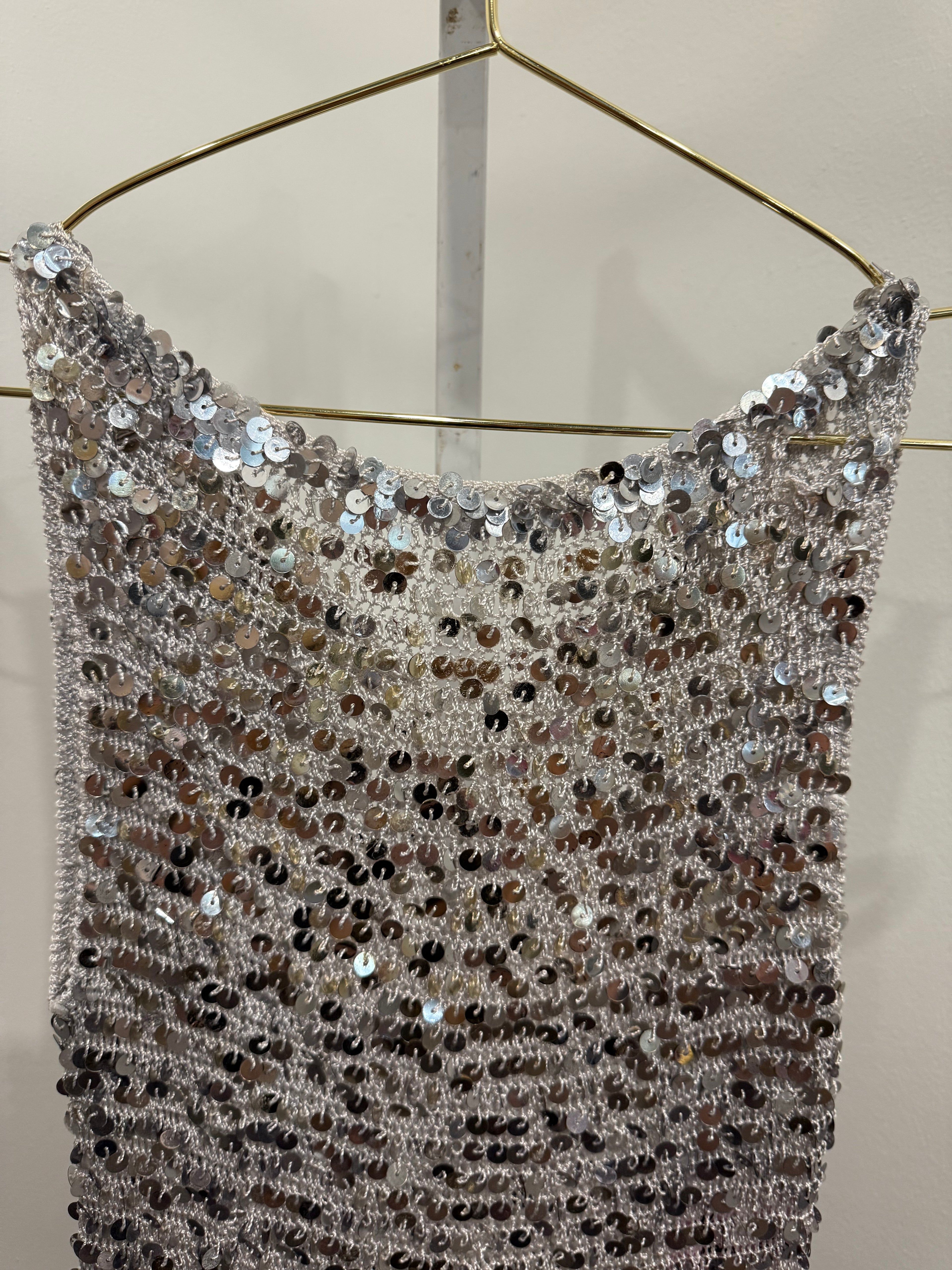 Tricolor silver sequin top