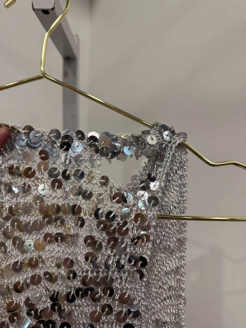 Tricolor silver sequin top