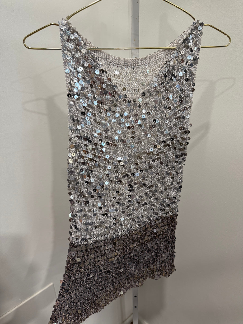 Tricolor silver sequin top