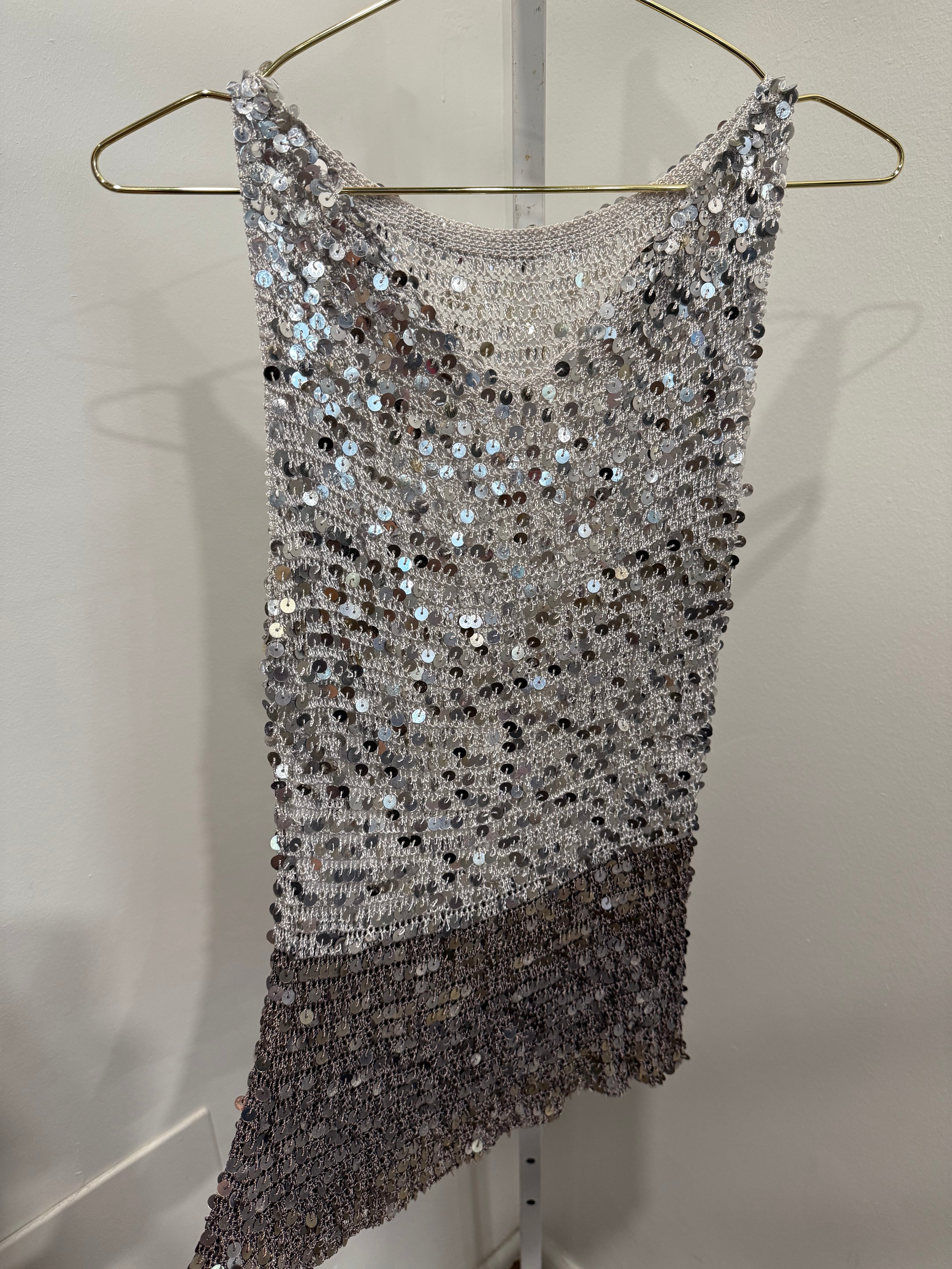 Tricolor silver sequin top