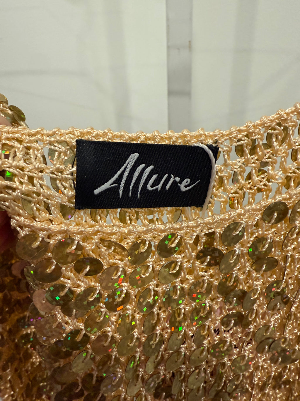 Gold sequin crochet cami