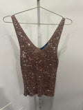 Brown crochet sequin top as is