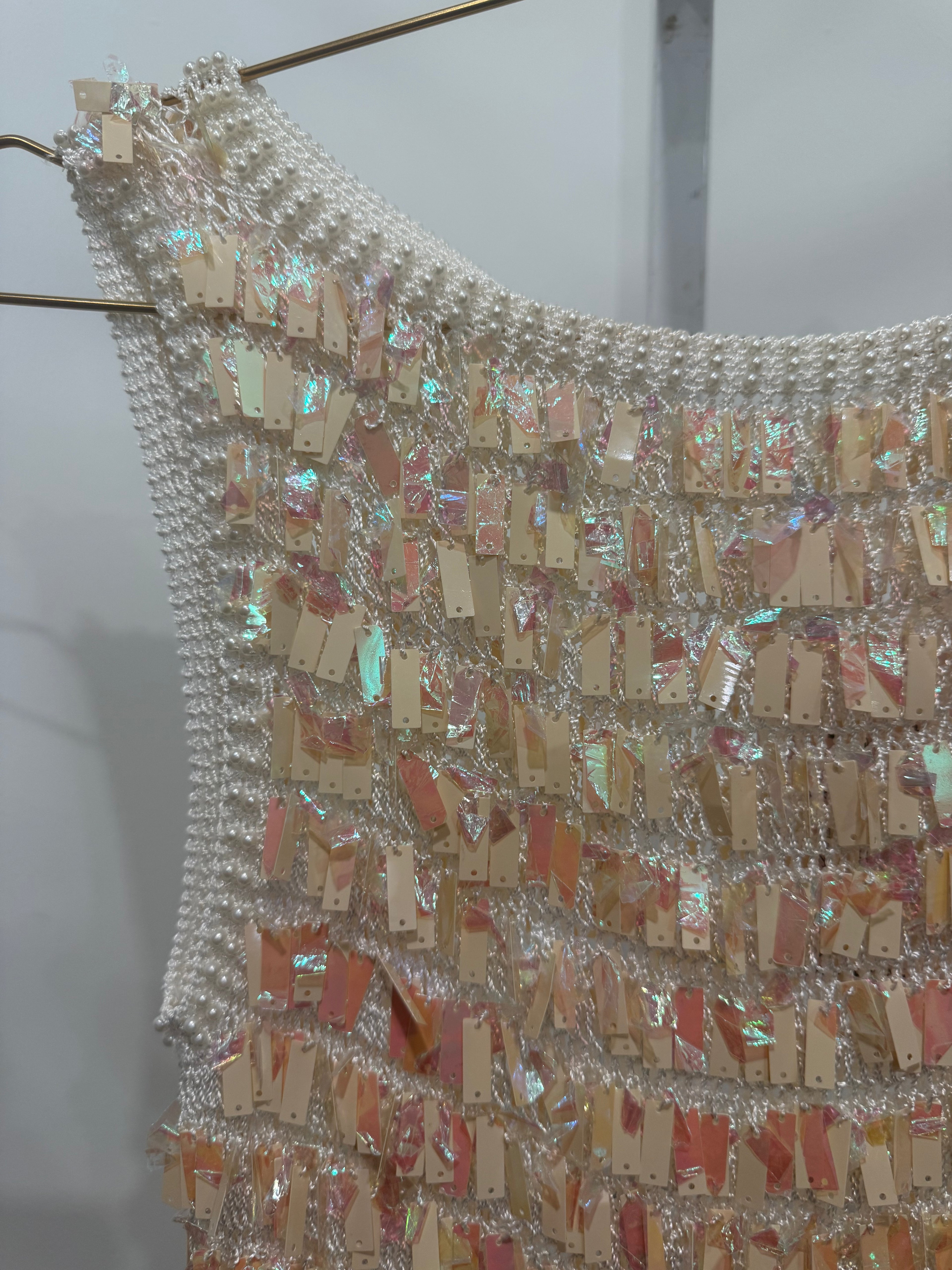 Cream Beaded 
Sequin Crochet 
Top