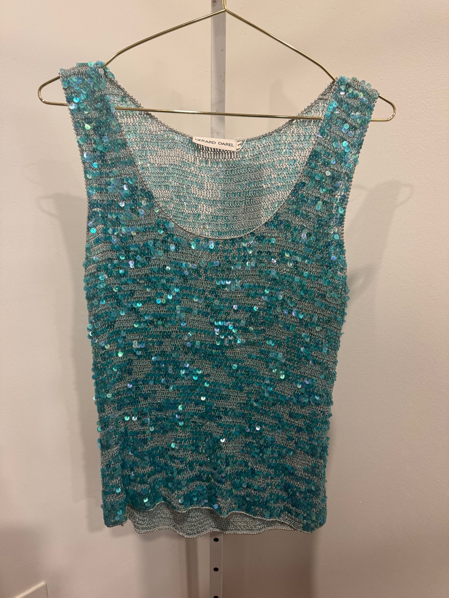 Blue sequin crochett top