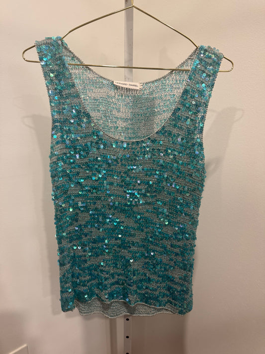 Blue sequin crochett top