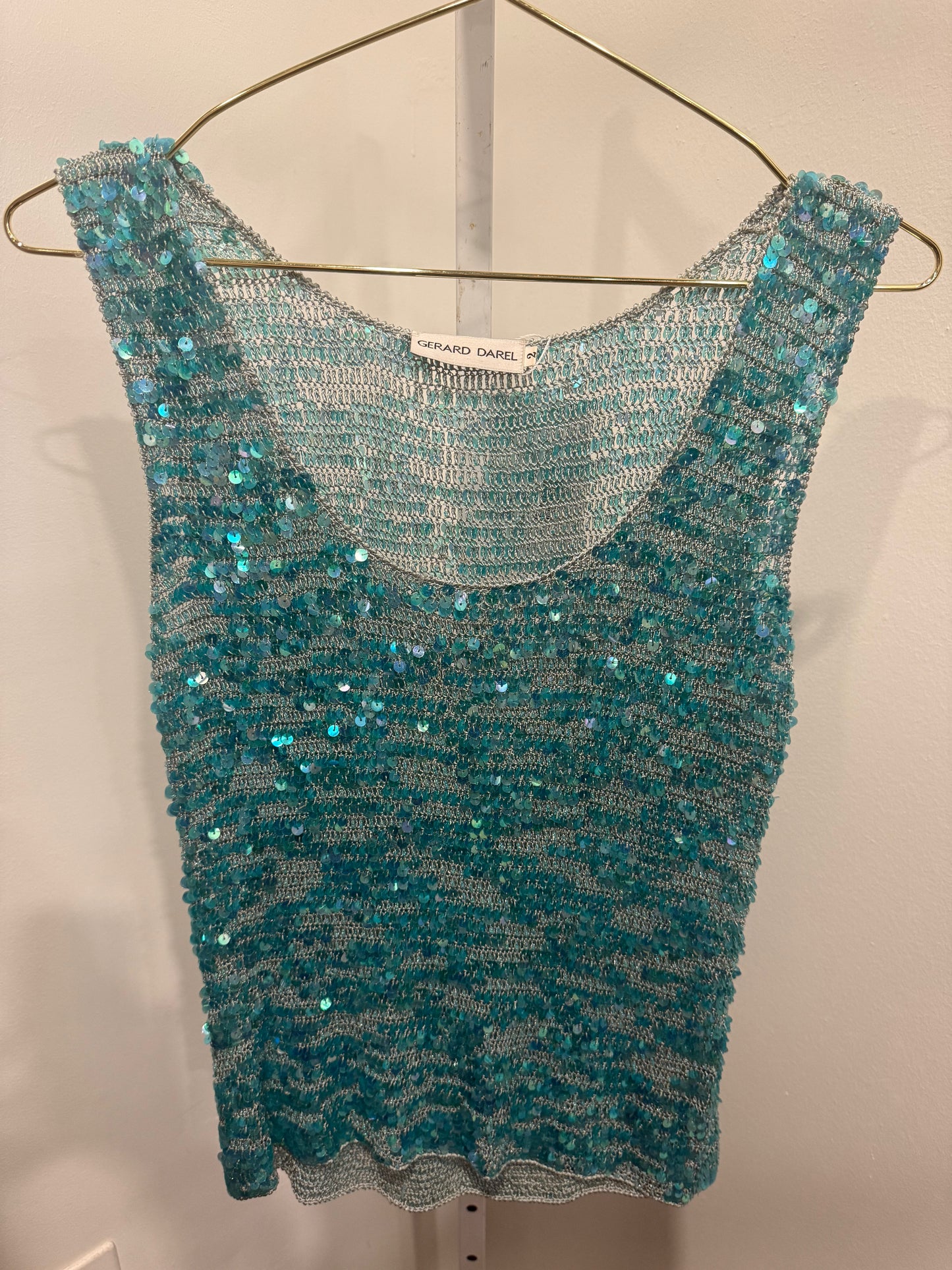 Blue sequin crochett top