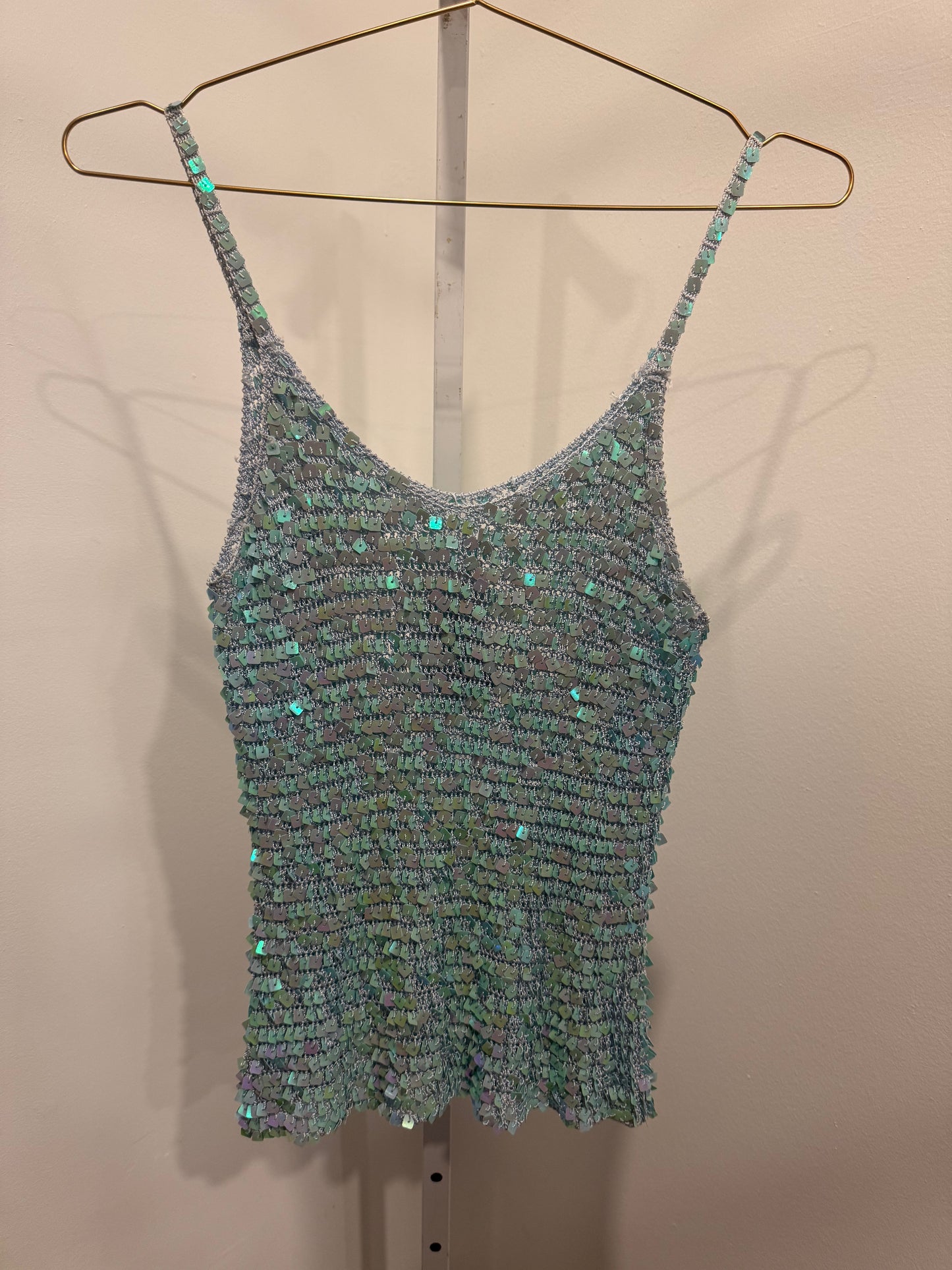 Blue crochet sequin cami