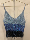Tricolor blue crochet top