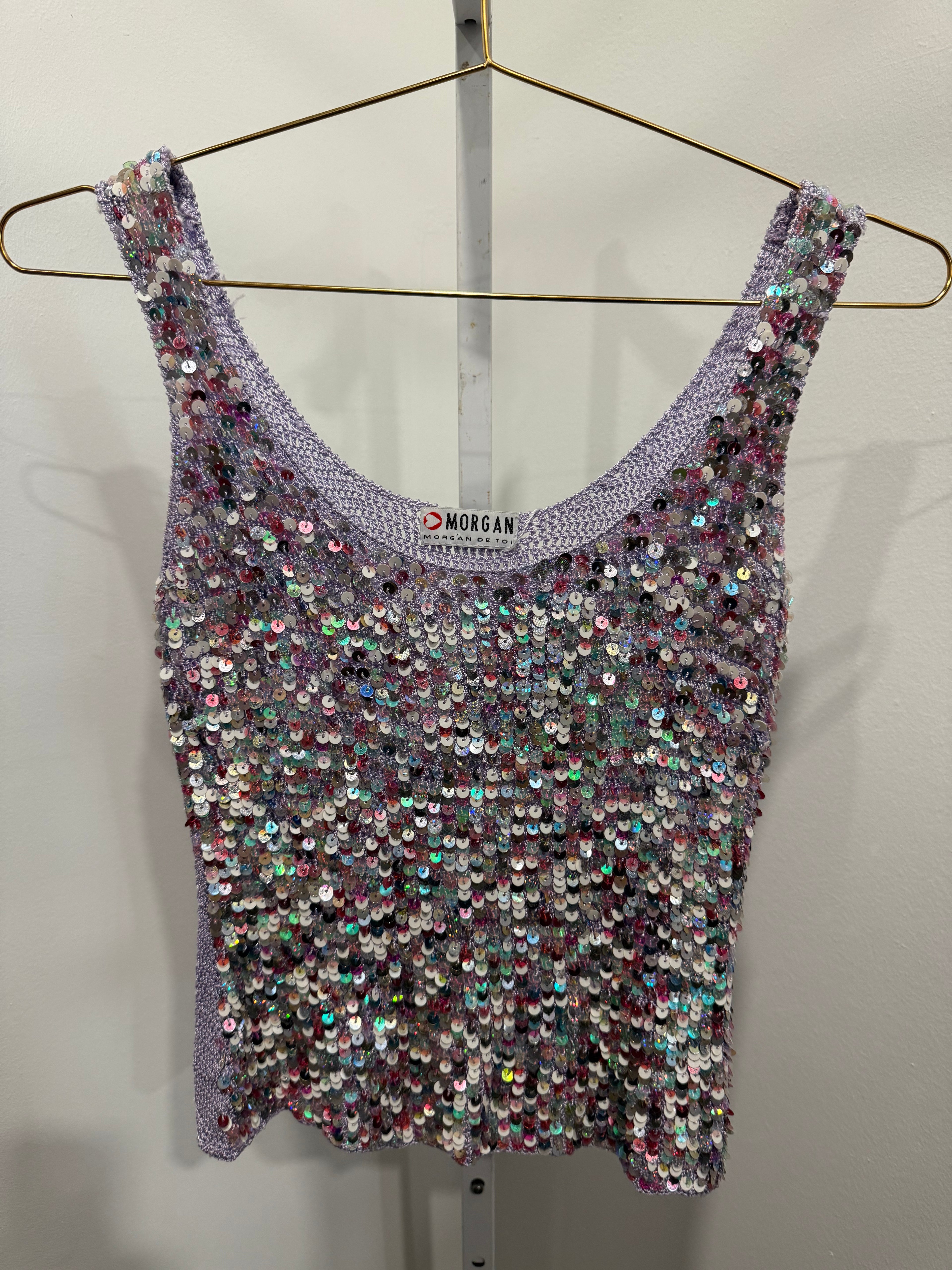 Purple Sequin 
Crochet Top 
Sleeveless