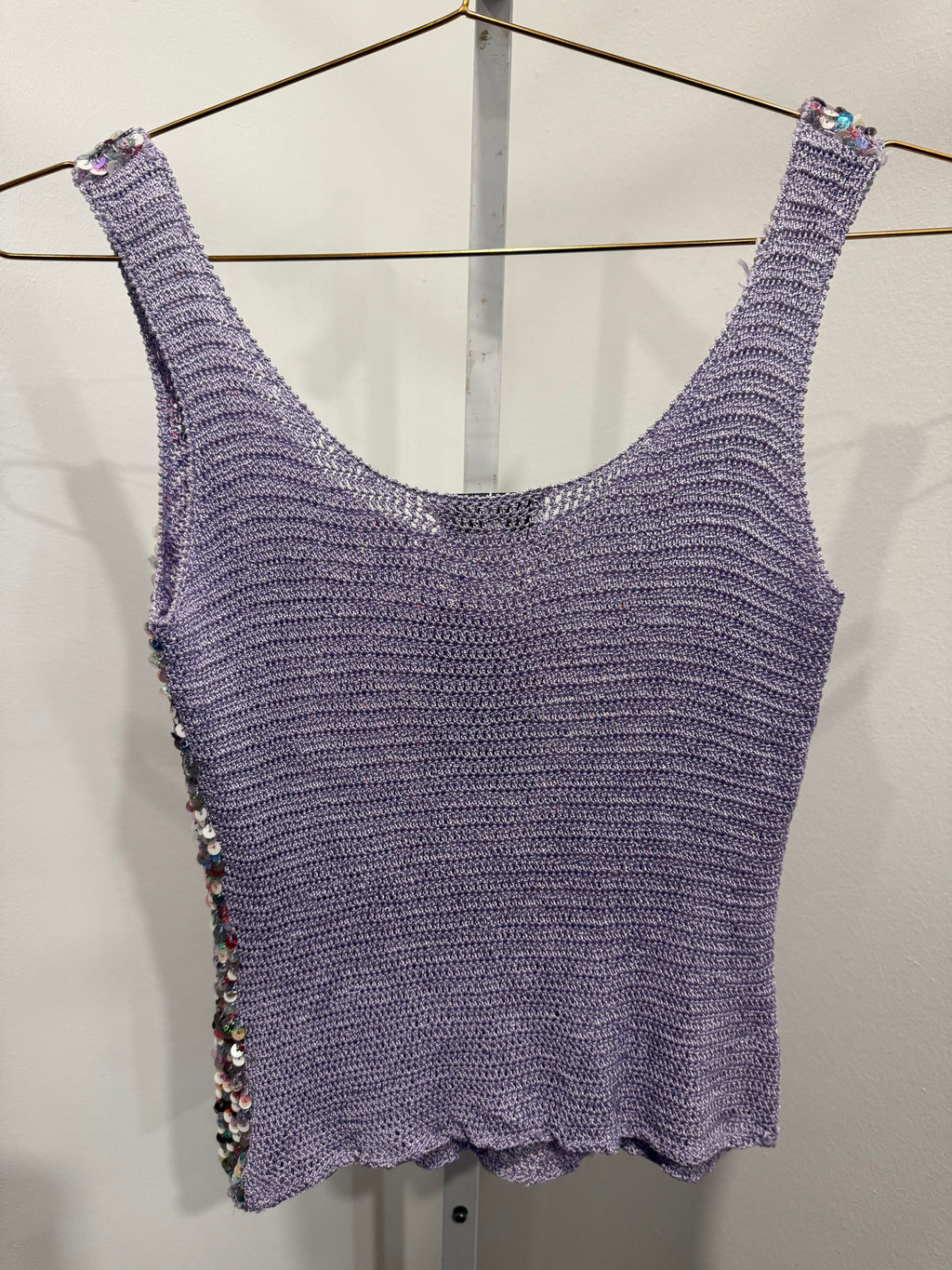 Purple Sequin 
Crochet Top 
Sleeveless