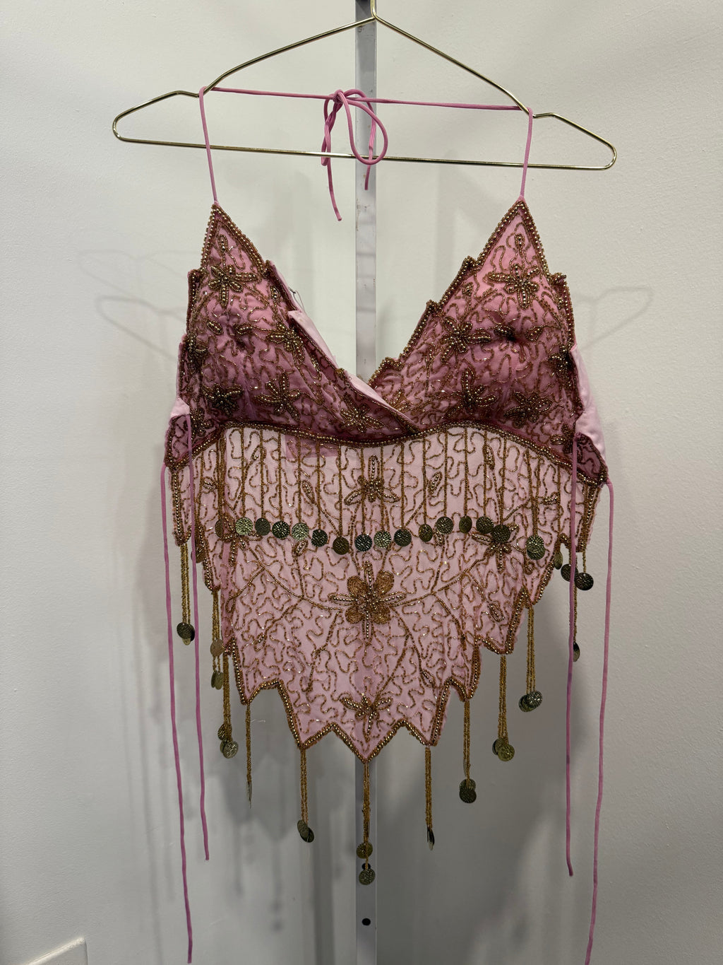 Pink beaded backless top