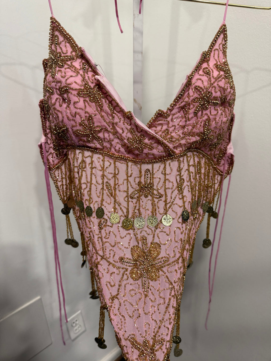 Pink beaded backless top