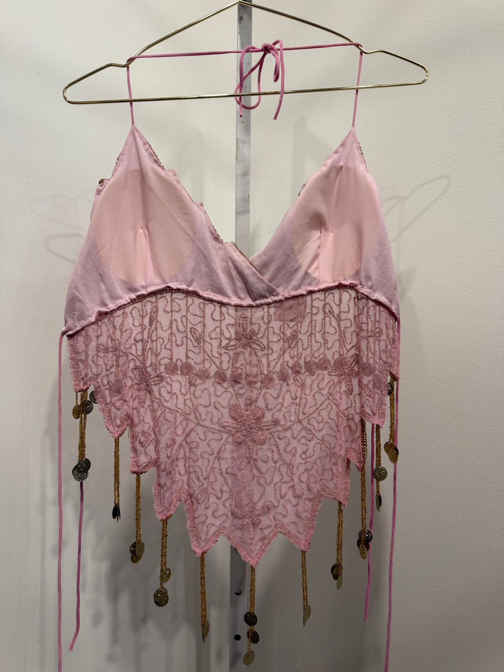 Pink beaded backless top