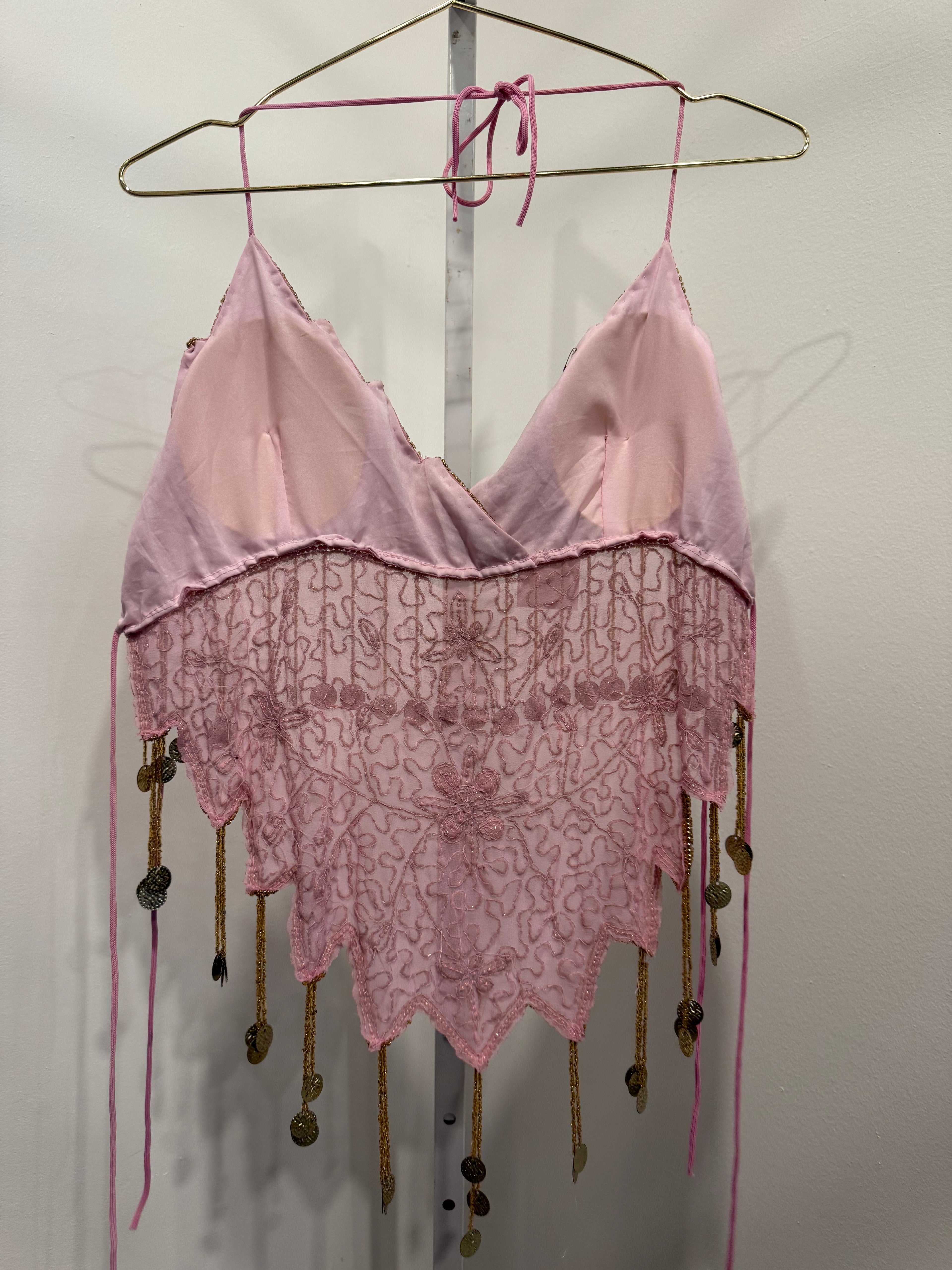 Pink beaded backless top