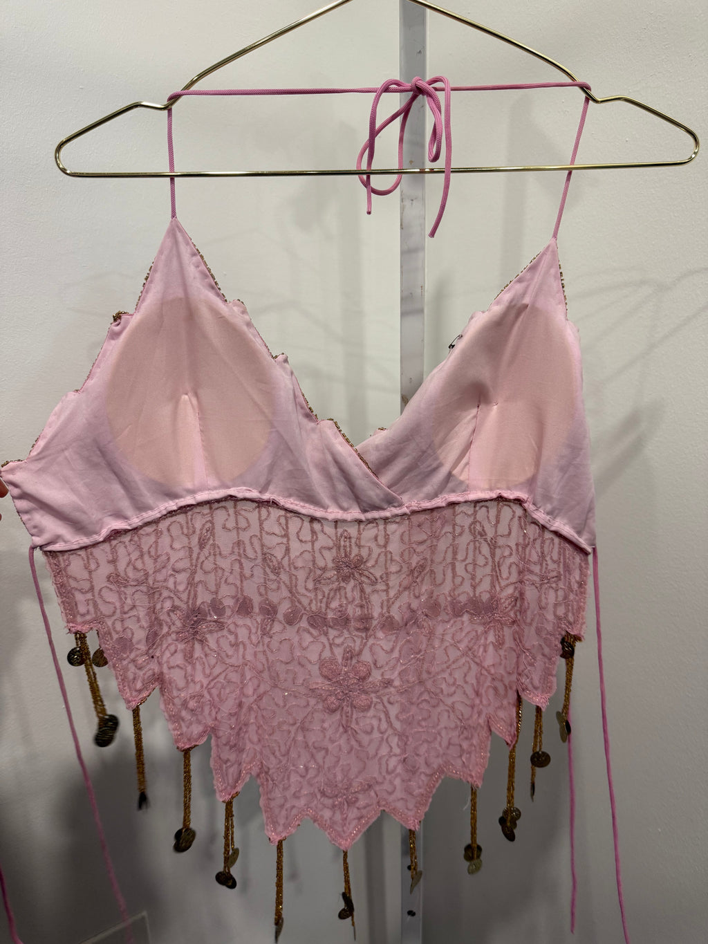 Pink beaded backless top