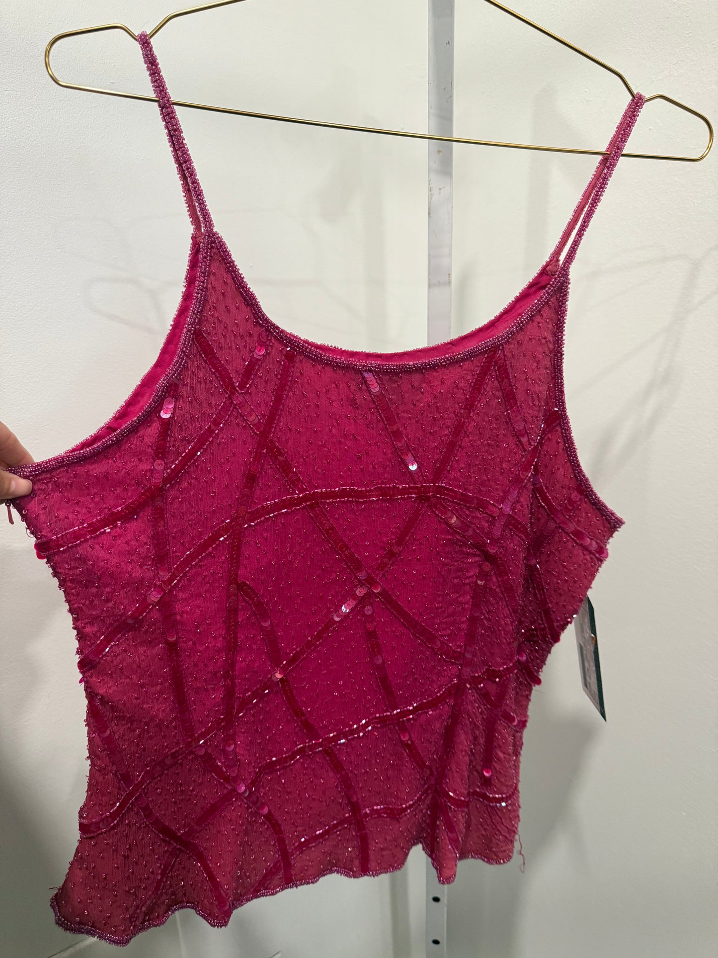 Beaded deadstock pink top