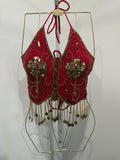 Red beaded butterfly top