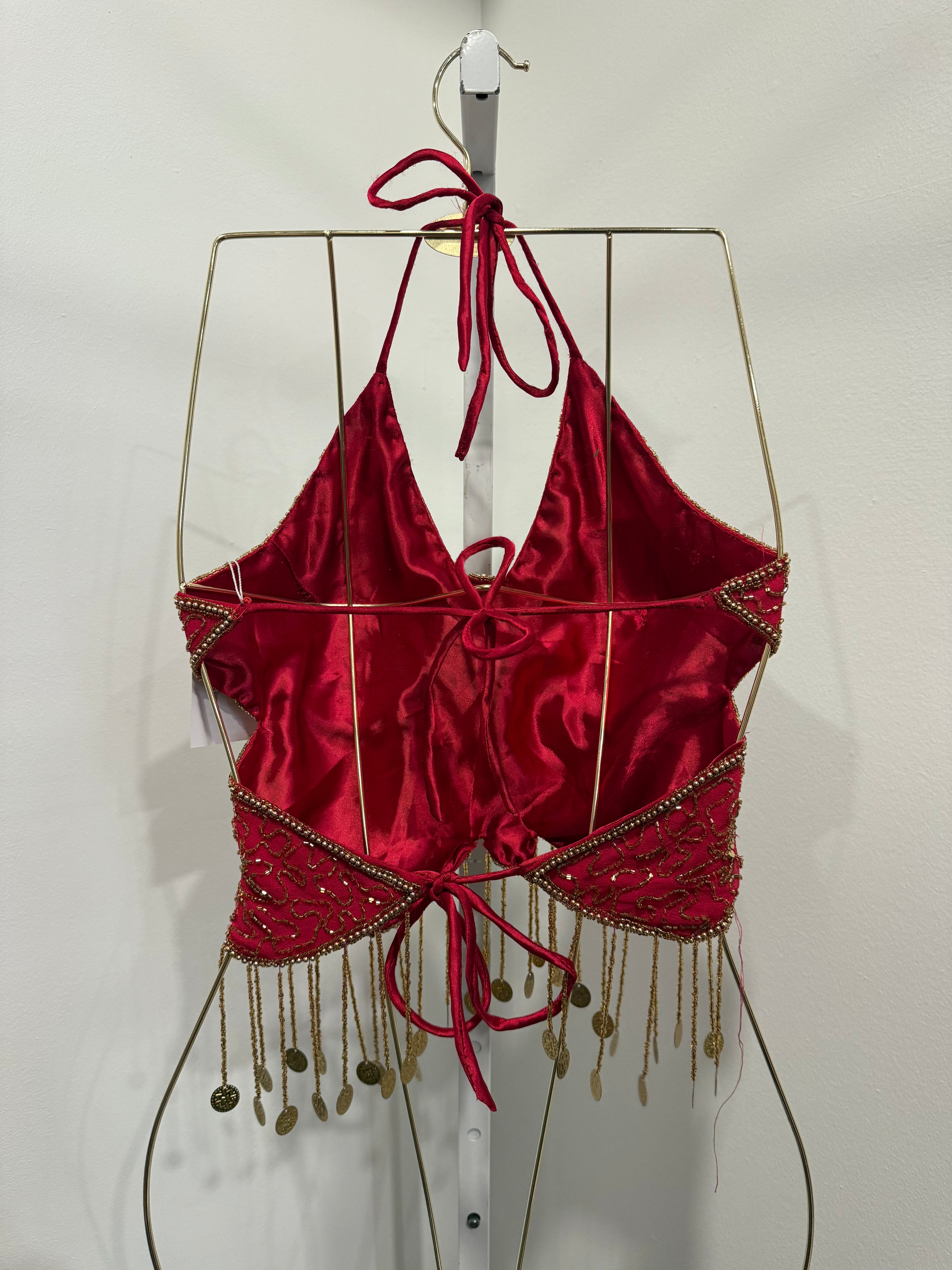 Red beaded butterfly top