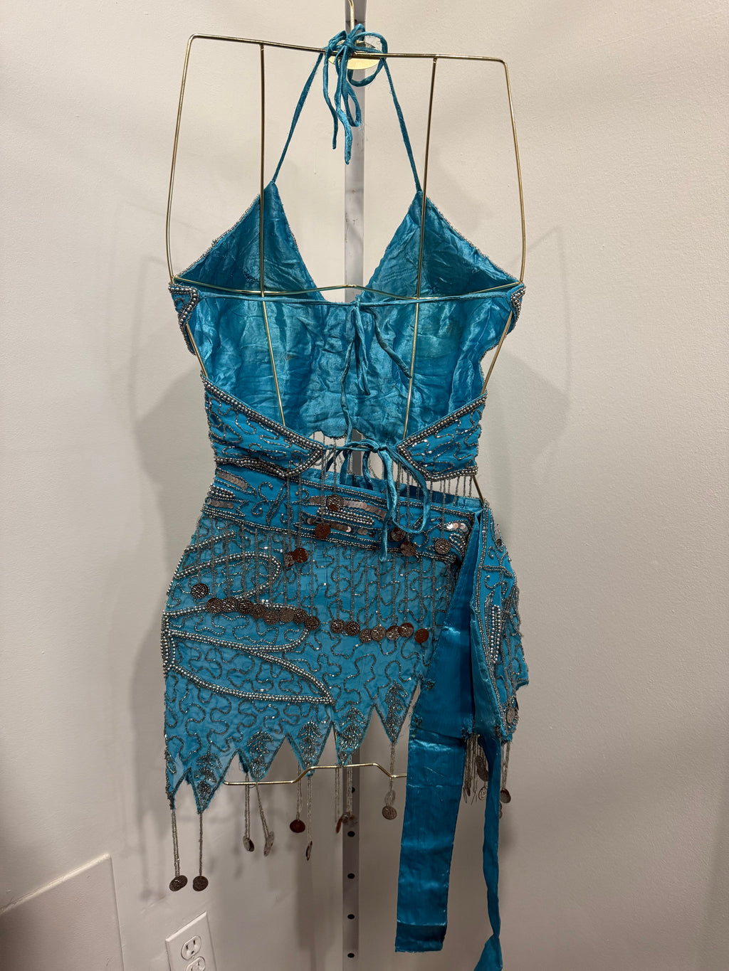 Blue beaded topbelt set asis