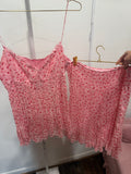 Pink floral silk set