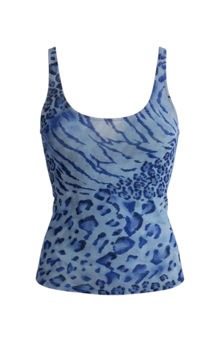 Roccobarocco Blue Cheetah Top