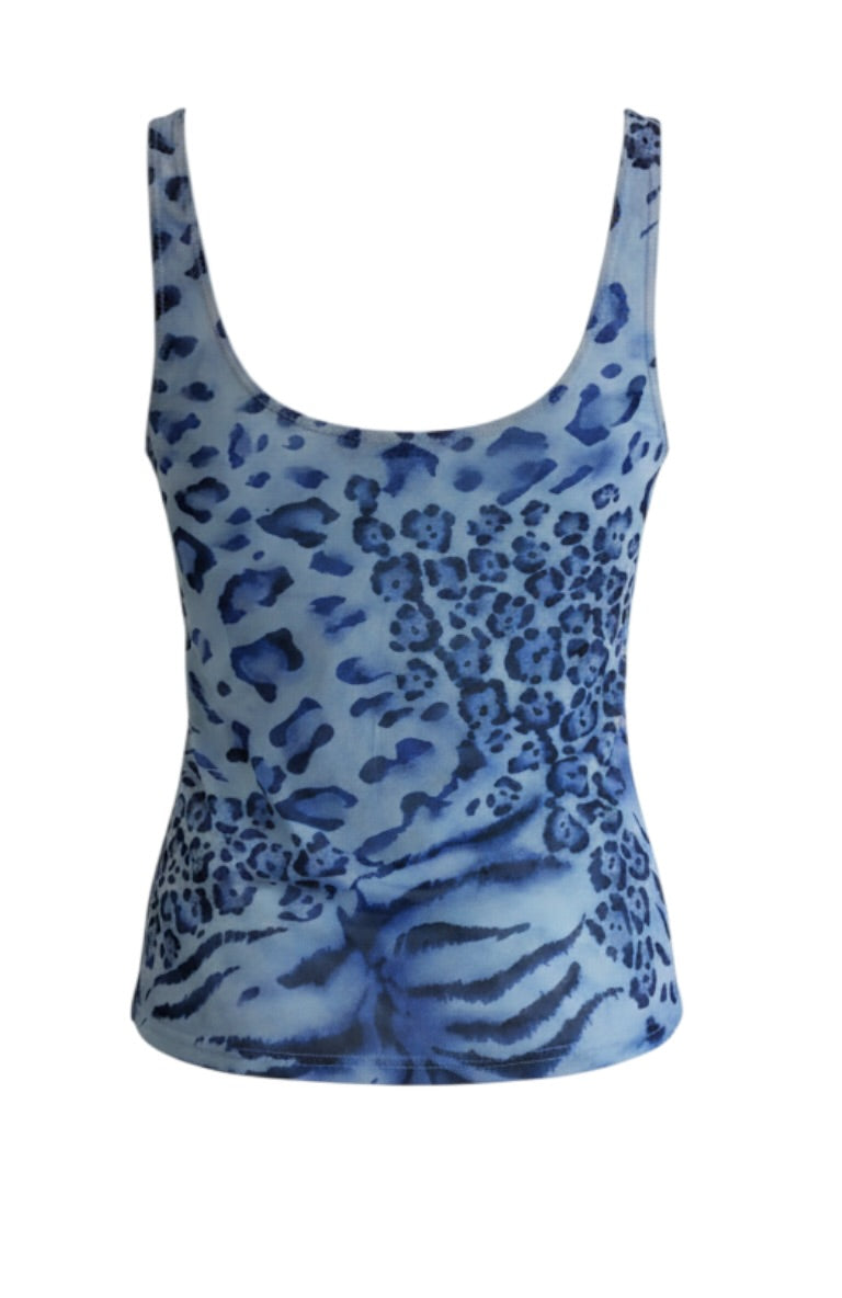 Roccobarocco Blue Cheetah Top