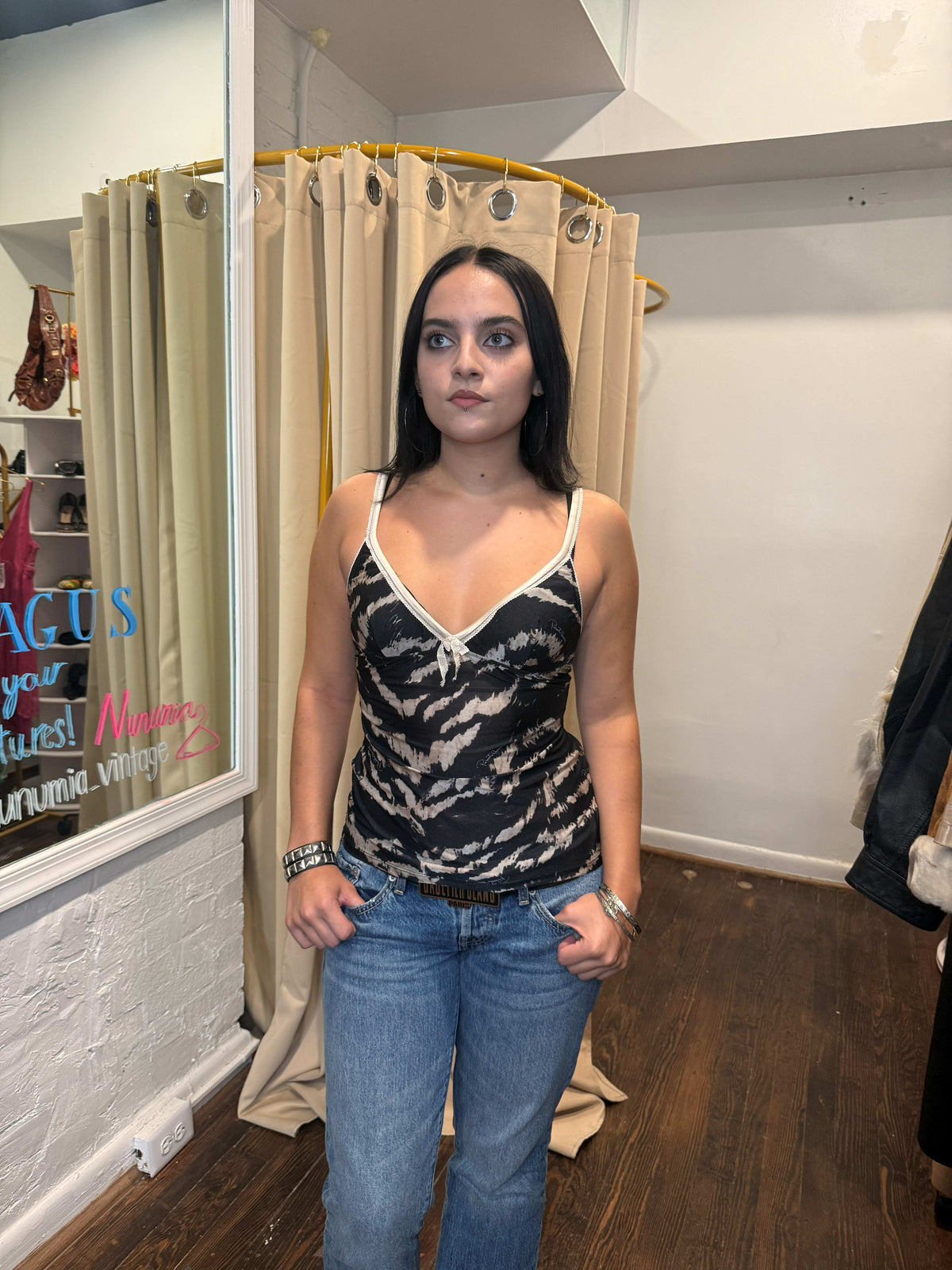Cavalli Mesh Zebra Cami top