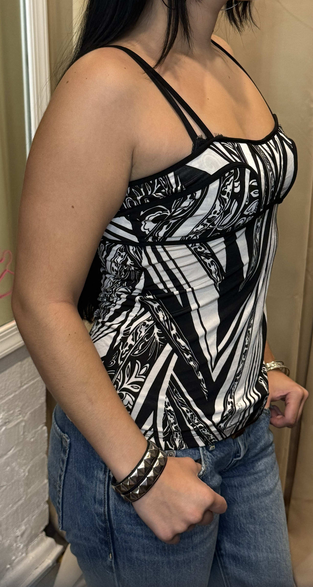 Cavalli b&w corsage top