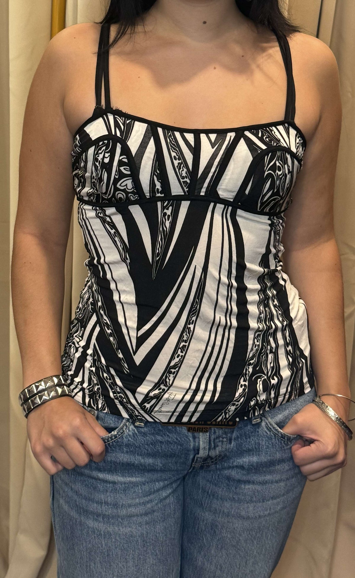Cavalli b&w corsage top