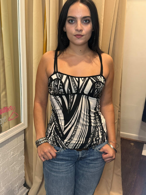 Cavalli b&w corsage top