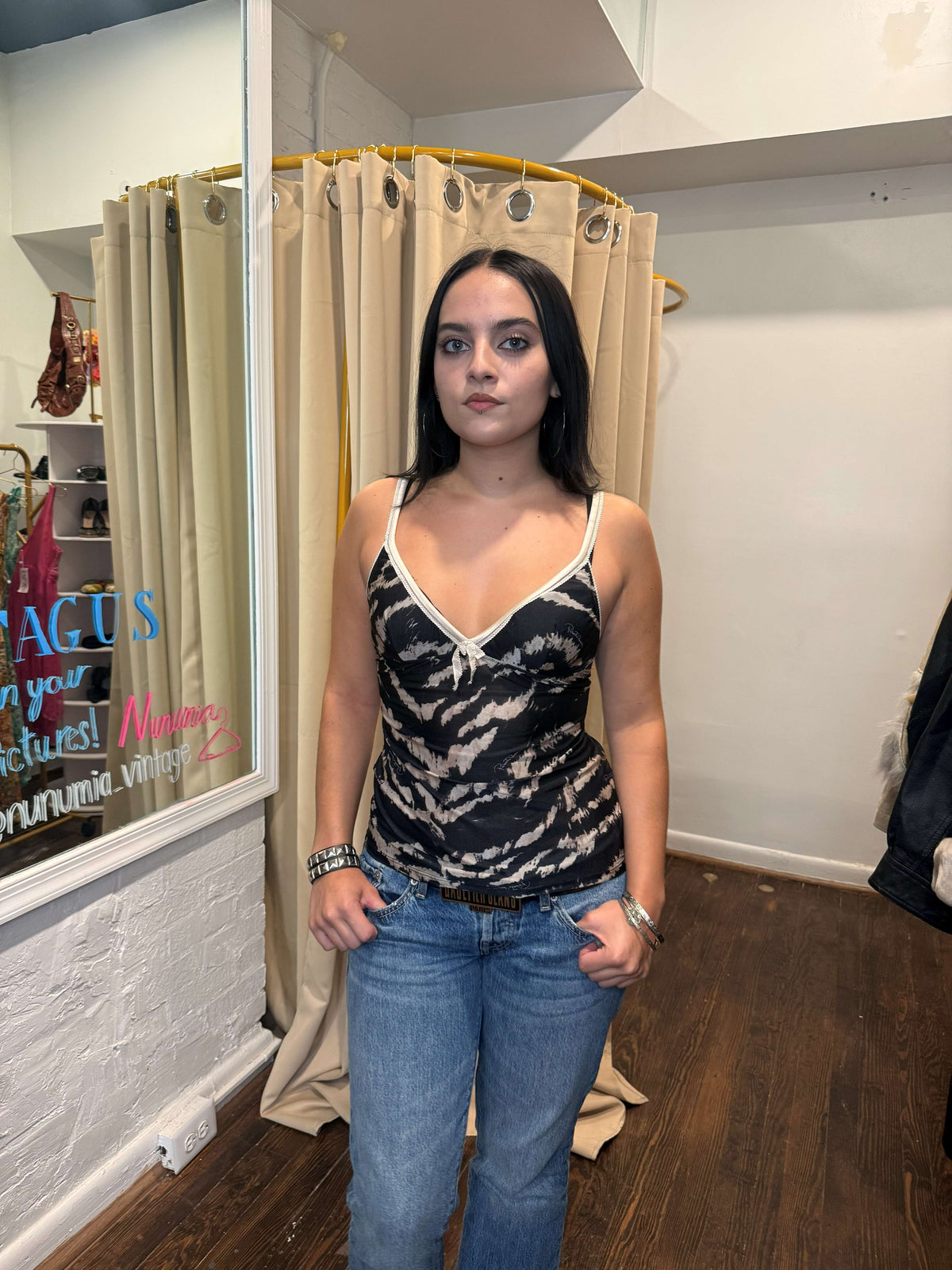 Cavalli Mesh Zebra Cami top