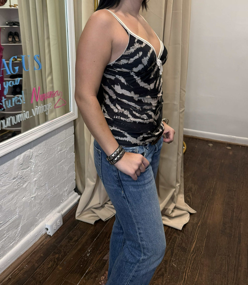 Cavalli Mesh Zebra Cami top