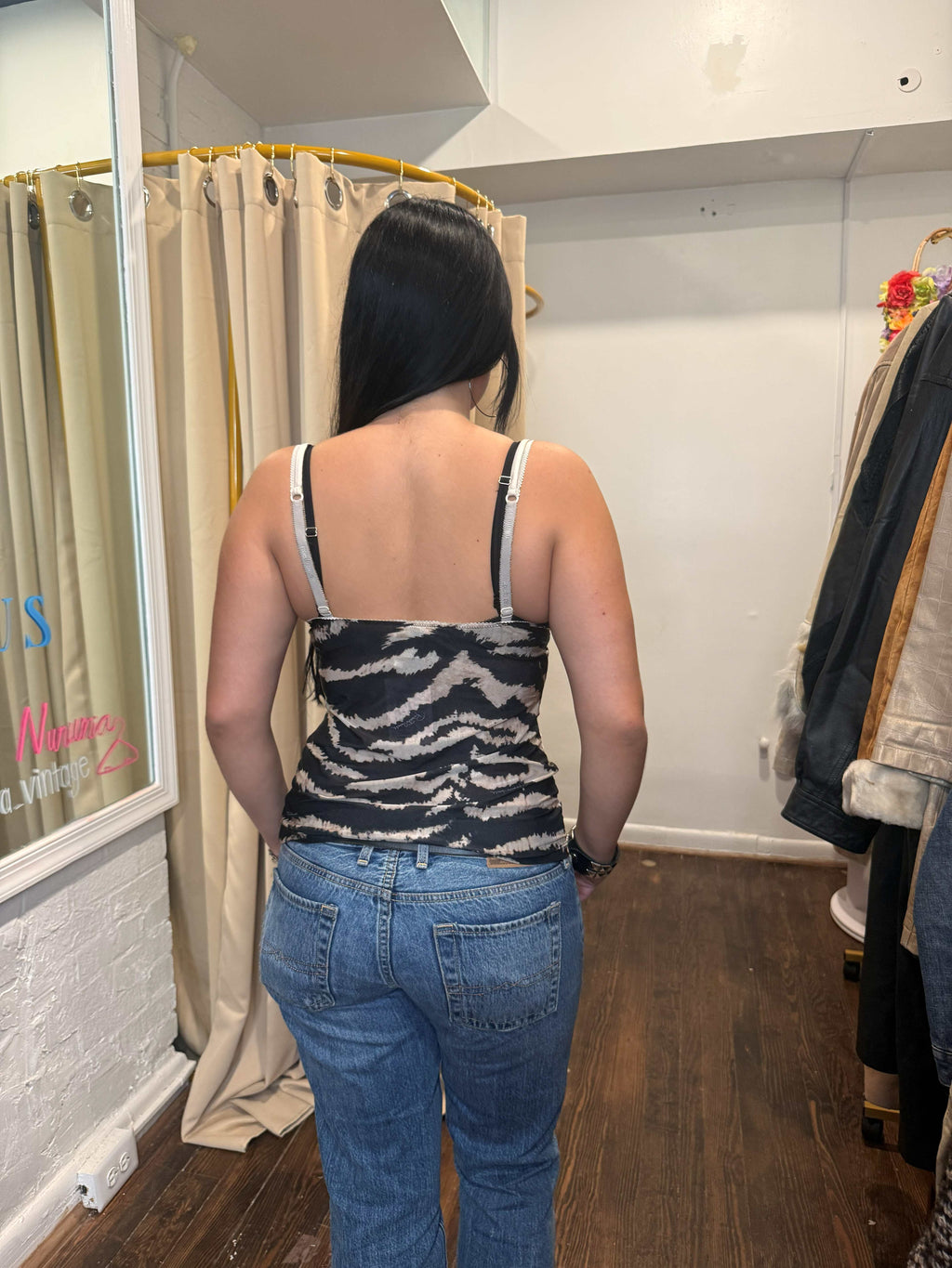 Cavalli Mesh Zebra Cami top