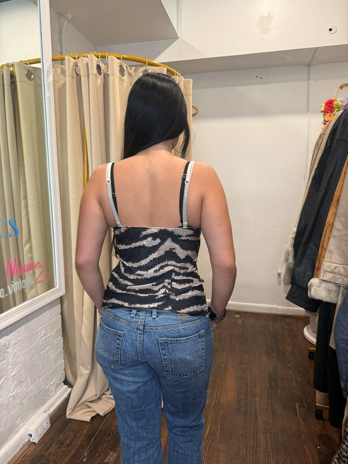 Cavalli Mesh Zebra Cami top